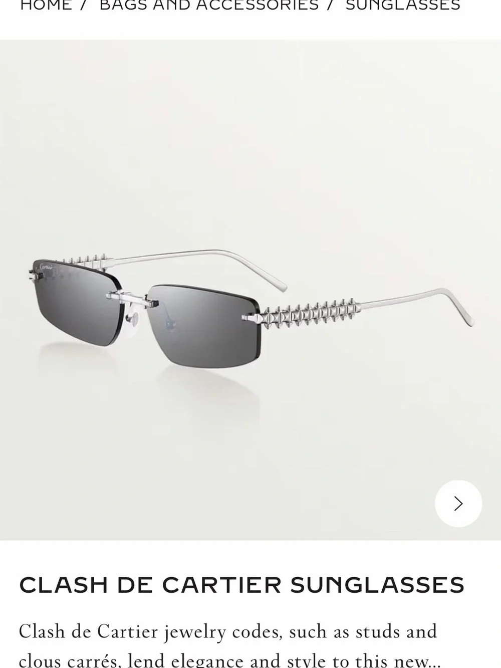 Cartier Rimless Sunglasses in Silver with Gray Lenses